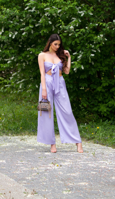 Sommer Set Wide Leg Pants+3in1 Bandeau Top Lilac